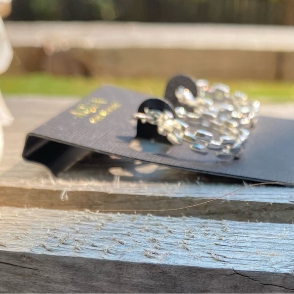 NWT AQUA STERLING SILVER CHAIN EFFECT HOOP EARRINGS - Picture 6 of 7